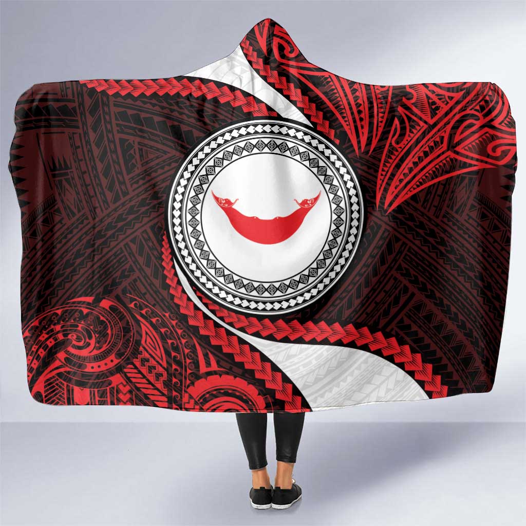 Easter Island Hooded Blanket Moai Statues Polynesian Style LT05 One Size Red - Polynesian Pride