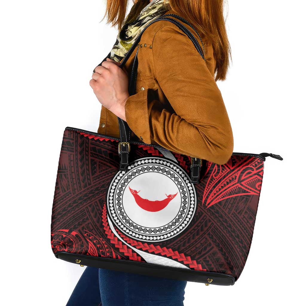 Easter Island Leather Tote Bag Moai Statues Polynesian Style