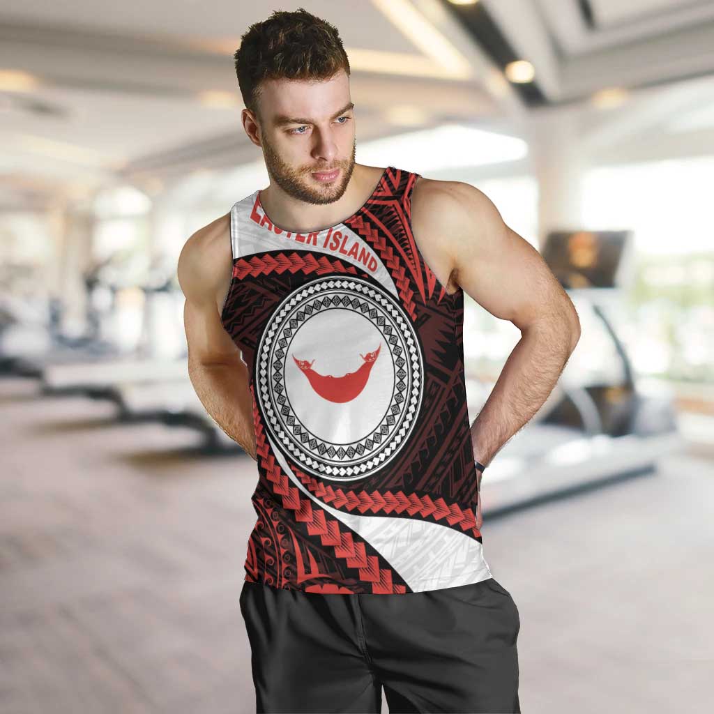 Easter Island Men Tank Top Moai Statues Polynesian Style LT05 Red - Polynesian Pride