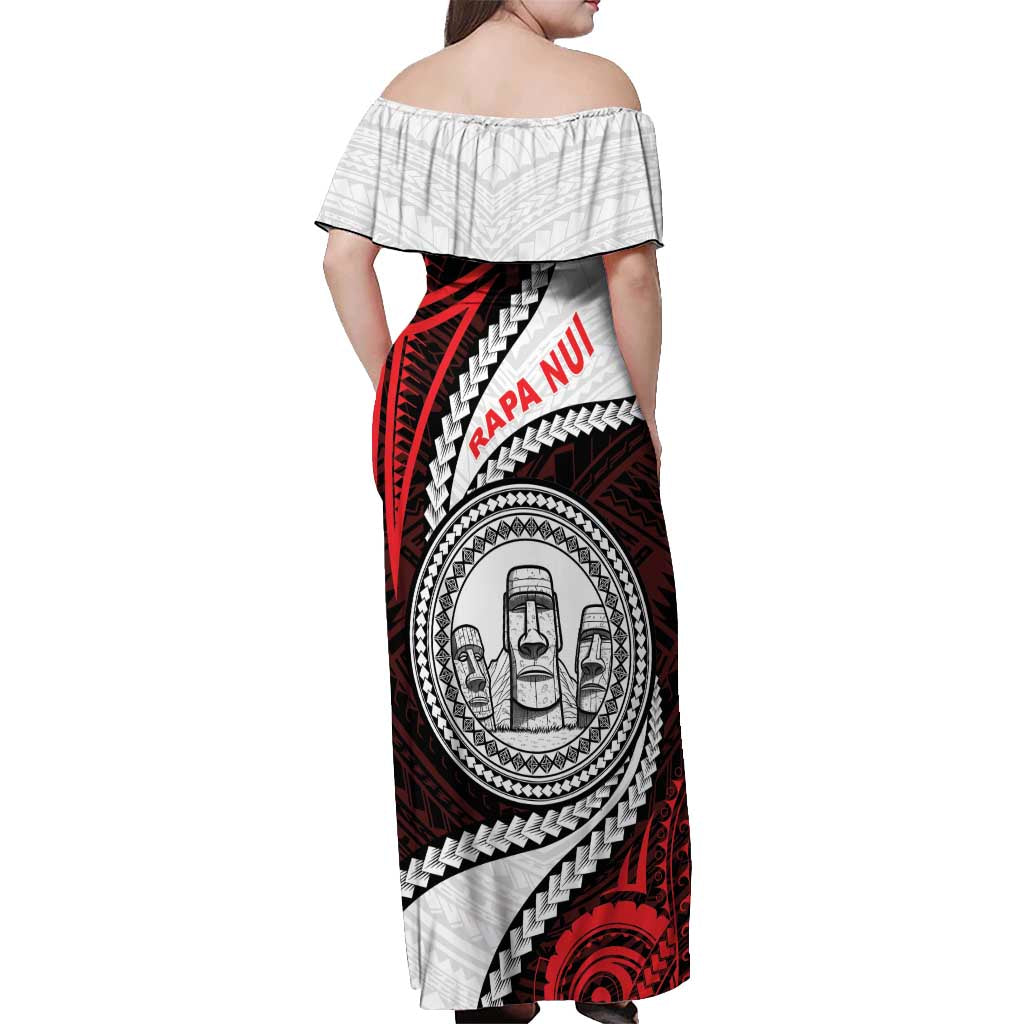 Easter Island Off Shoulder Maxi Dress Moai Statues Polynesian Style LT05 - Polynesian Pride