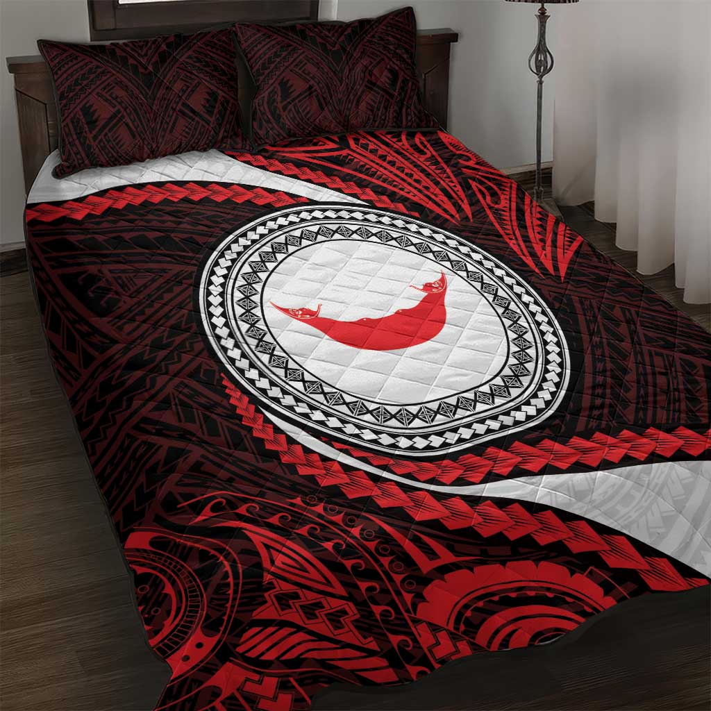 Easter Island Quilt Bed Set Moai Statues Polynesian Style LT05 Red - Polynesian Pride