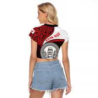 Easter Island Raglan Cropped T Shirt Moai Statues Polynesian Style LT05 - Polynesian Pride