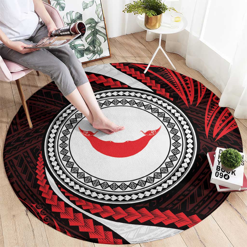 Easter Island Round Carpet Moai Statues Polynesian Style