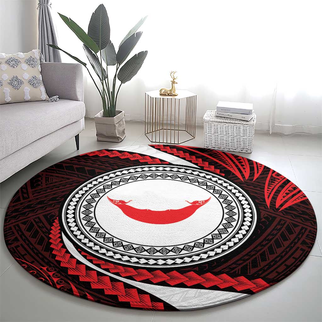 Easter Island Round Carpet Moai Statues Polynesian Style