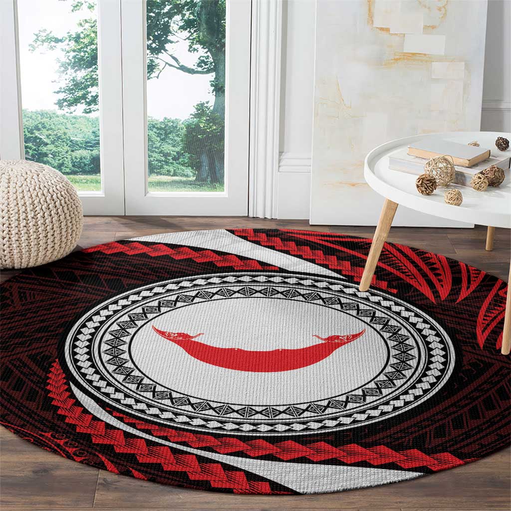 Easter Island Round Carpet Moai Statues Polynesian Style