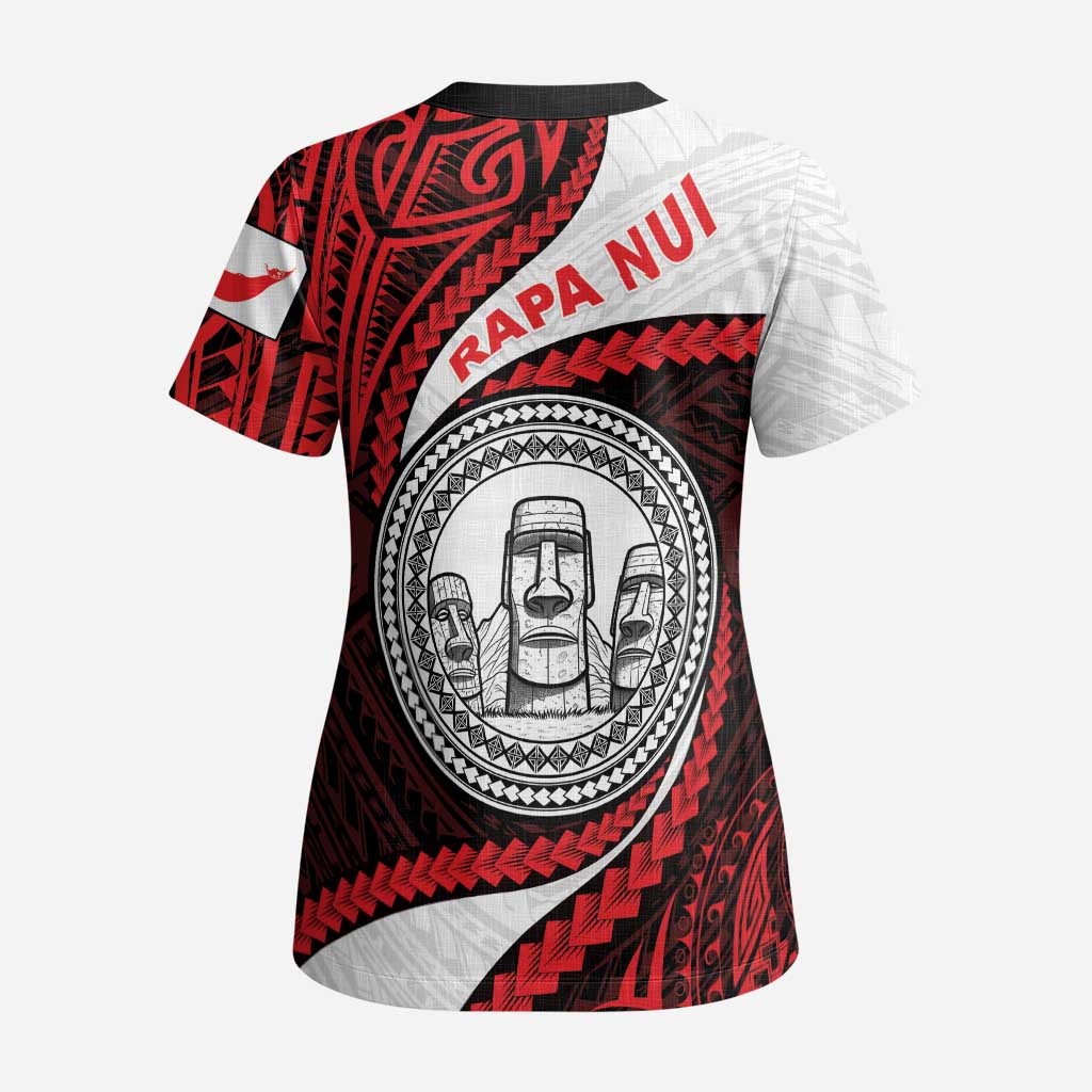 Easter Island Scrub Top Moai Statues Polynesian Style LT05 - Polynesian Pride