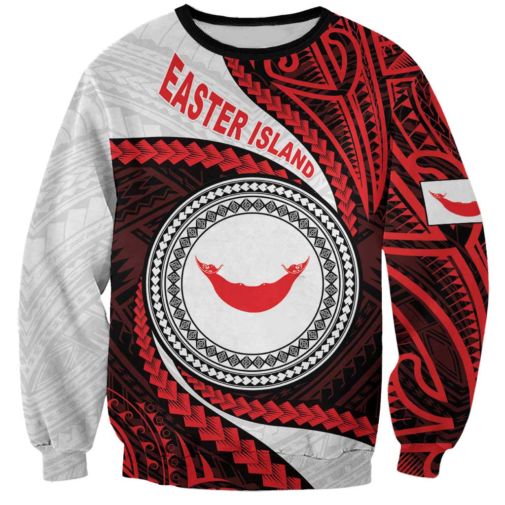 Easter Island Sweatshirt Moai Statues Polynesian Style LT05 Unisex Red - Polynesian Pride