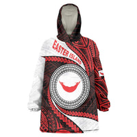 Easter Island Wearable Blanket Hoodie Moai Statues Polynesian Style LT05 One Size Red - Polynesian Pride