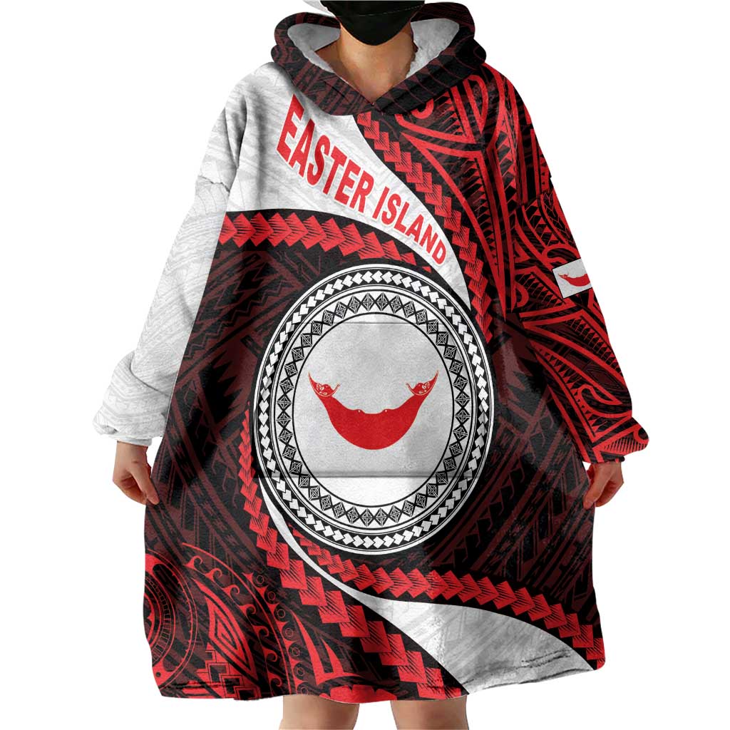 Easter Island Wearable Blanket Hoodie Moai Statues Polynesian Style LT05 - Polynesian Pride