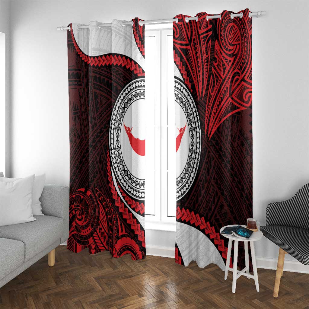Easter Island Window Curtain Moai Statues Polynesian Style LT05 With Grommets Red - Polynesian Pride