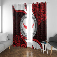Easter Island Window Curtain Moai Statues Polynesian Style LT05 With Grommets Red - Polynesian Pride