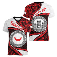 Easter Island Women V-Neck T-Shirt Moai Statues Polynesian Style LT05 - Polynesian Pride