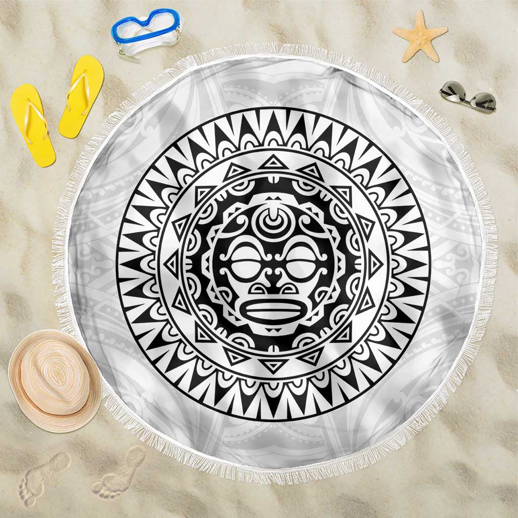 New Zealand Aotearoa Beach Blanket Maori Te Mata O Rongokako LT05 One Size 150cm White - Polynesian Pride