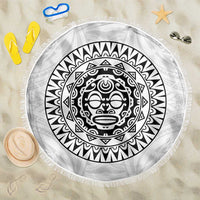 New Zealand Aotearoa Beach Blanket Maori Te Mata O Rongokako LT05 One Size 150cm White - Polynesian Pride
