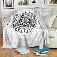 New Zealand Aotearoa Blanket Maori Te Mata O Rongokako LT05 White - Polynesian Pride