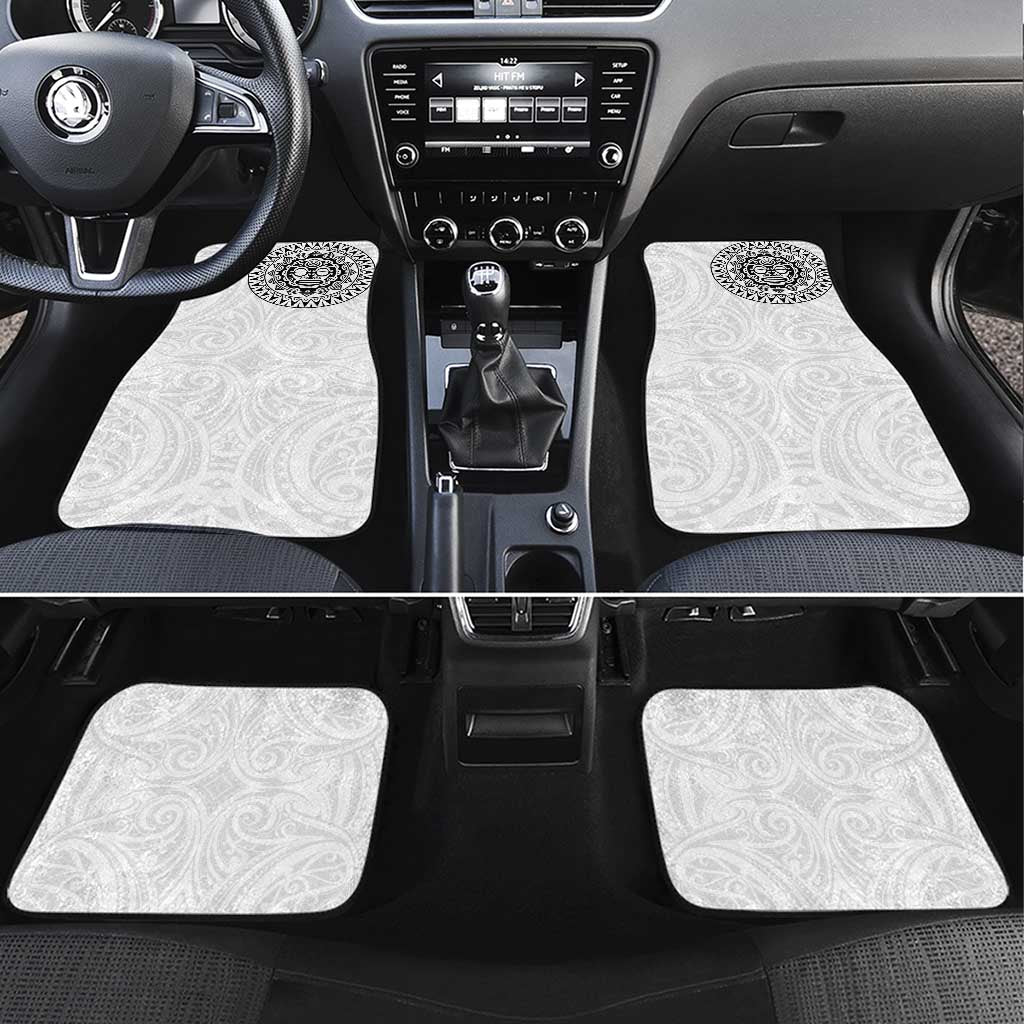 New Zealand Aotearoa Car Mats Maori Te Mata O Rongokako LT05 Set 4pcs White - Polynesian Pride