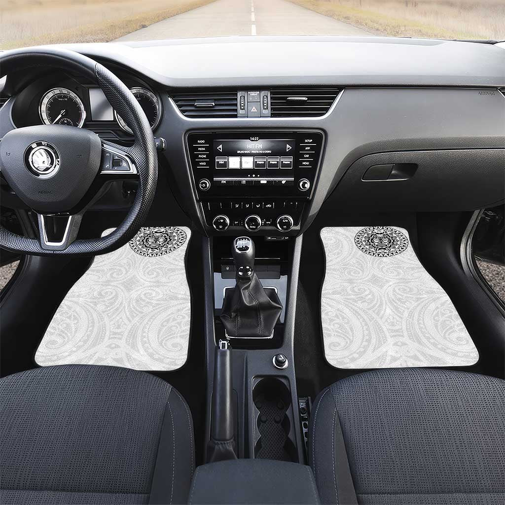 New Zealand Aotearoa Car Mats Maori Te Mata O Rongokako LT05 Set 2pcs - Front White - Polynesian Pride