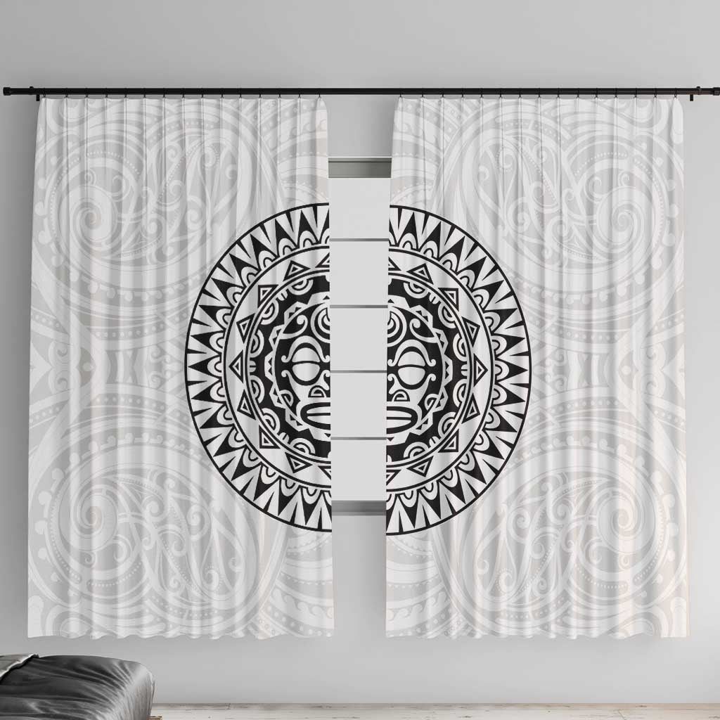 New Zealand Aotearoa Window Curtain Maori Te Mata O Rongokako LT05 With Hooks White - Polynesian Pride