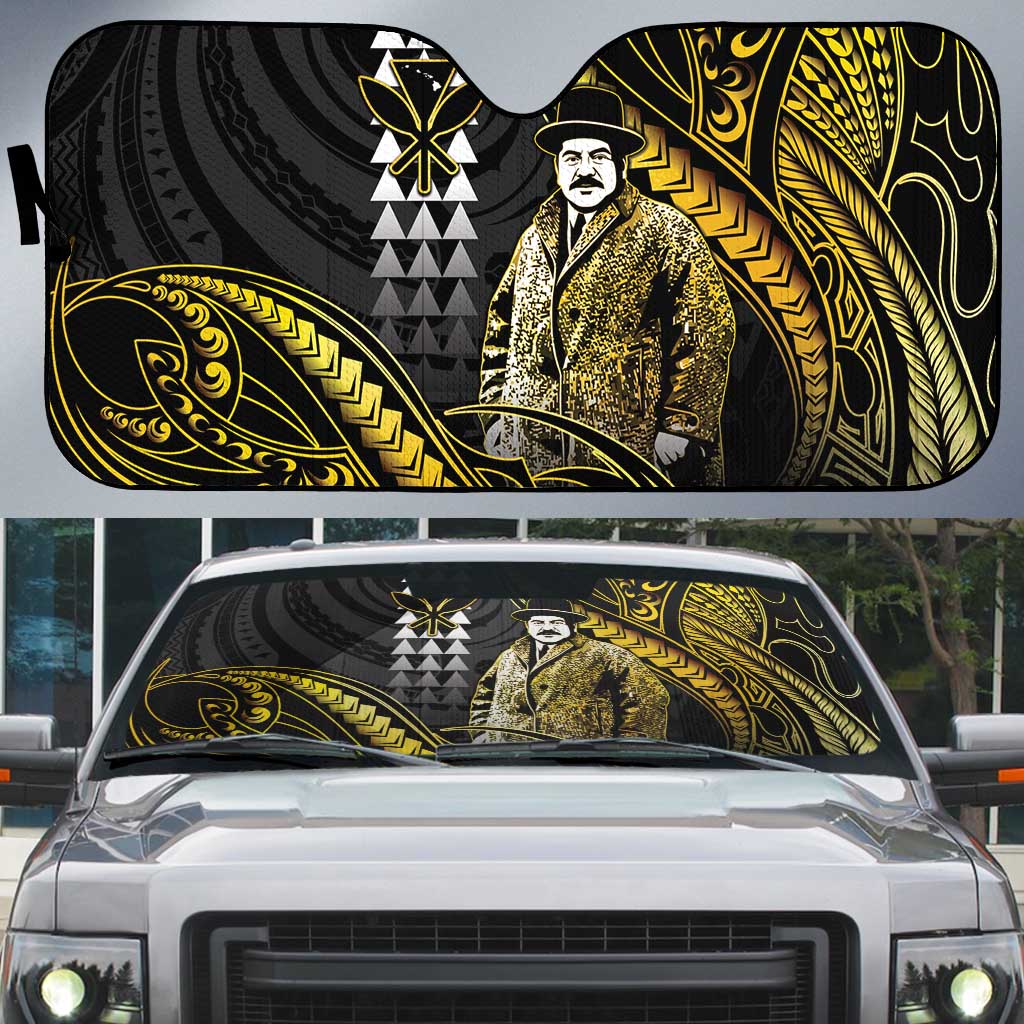 Hawaii Kuhio The Citizen Prince Auto Sun Shade Gold Polynesian Tribal Tattoo LT05 Gold - Polynesian Pride