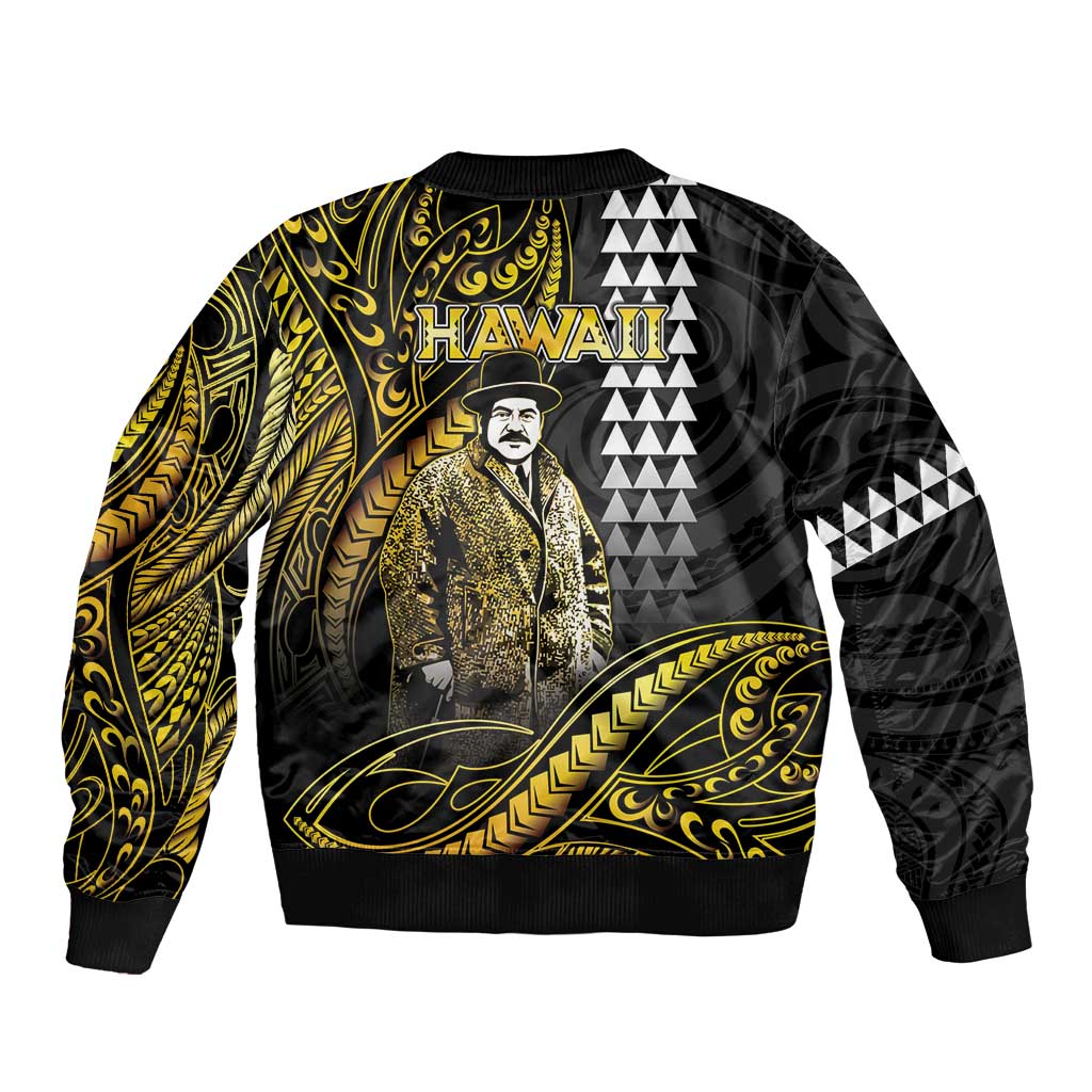 Hawaii Kuhio The Citizen Prince Bomber Jacket Gold Polynesian Tribal Tattoo LT05 - Polynesian Pride