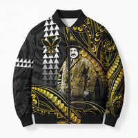 Hawaii Kuhio The Citizen Prince Bomber Puffer Jacket Gold Polynesian Tribal Tattoo LT05 Unisex Gold - Polynesian Pride
