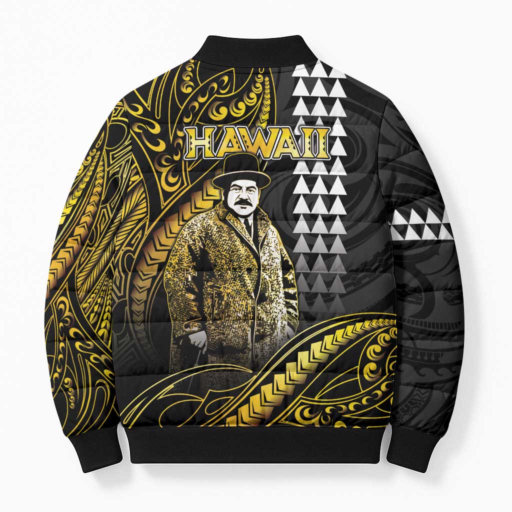 Hawaii Kuhio The Citizen Prince Bomber Puffer Jacket Gold Polynesian Tribal Tattoo LT05 - Polynesian Pride