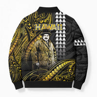 Hawaii Kuhio The Citizen Prince Bomber Puffer Jacket Gold Polynesian Tribal Tattoo LT05 - Polynesian Pride