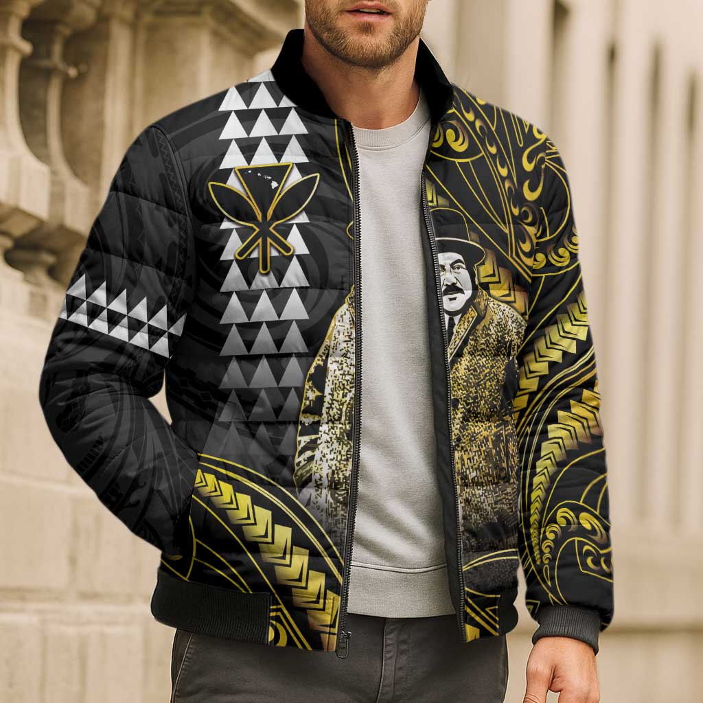 Hawaii Kuhio The Citizen Prince Bomber Puffer Jacket Gold Polynesian Tribal Tattoo LT05 - Polynesian Pride