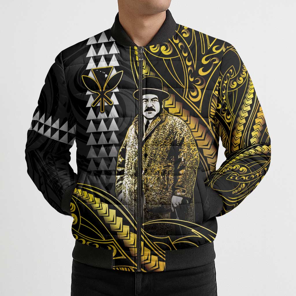 Hawaii Kuhio The Citizen Prince Bomber Puffer Jacket Gold Polynesian Tribal Tattoo LT05 - Polynesian Pride
