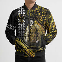 Hawaii Kuhio The Citizen Prince Bomber Puffer Jacket Gold Polynesian Tribal Tattoo LT05 - Polynesian Pride