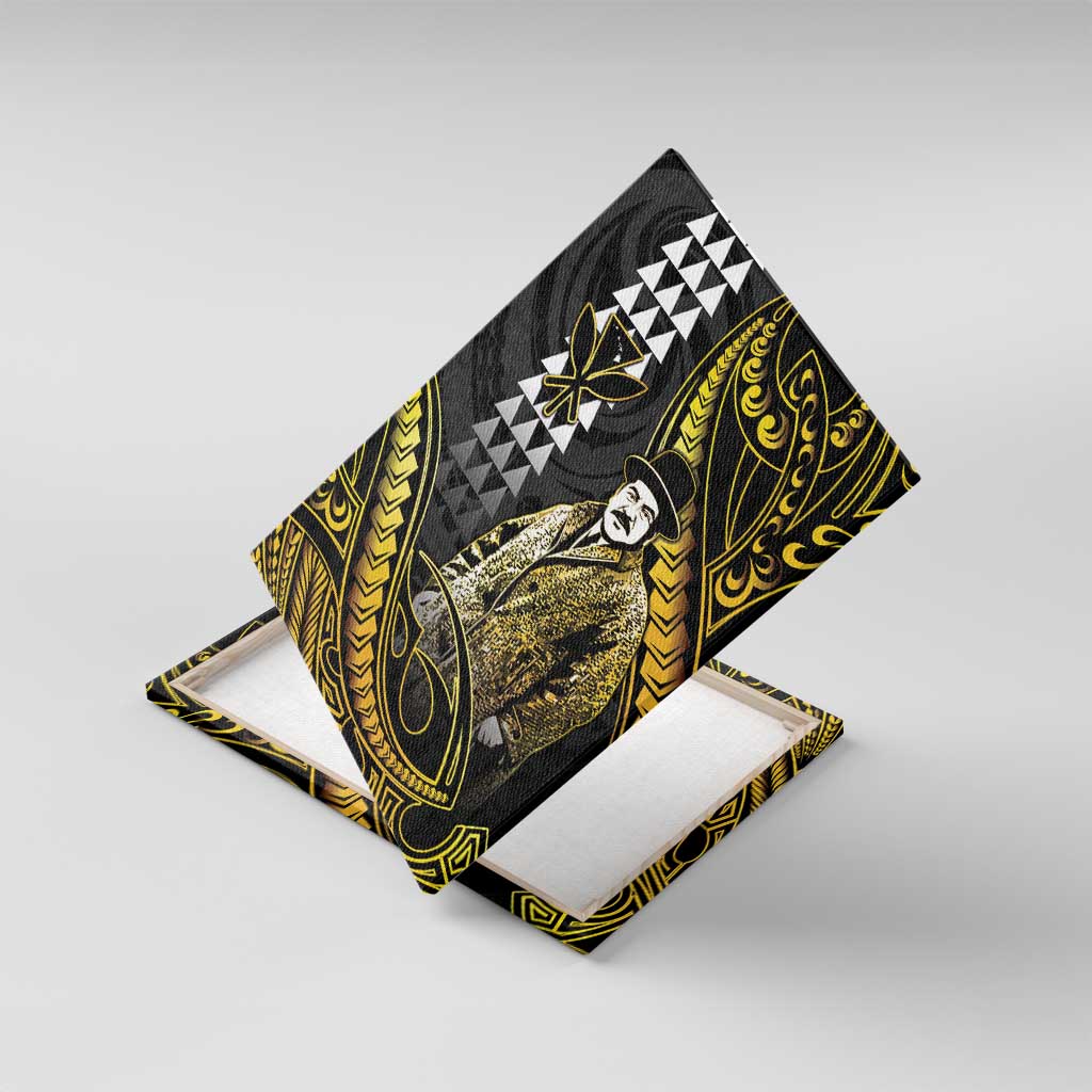 Hawaii Kuhio The Citizen Prince Canvas Wall Art Gold Polynesian Tribal Tattoo LT05 With Frame Gold - Polynesian Pride