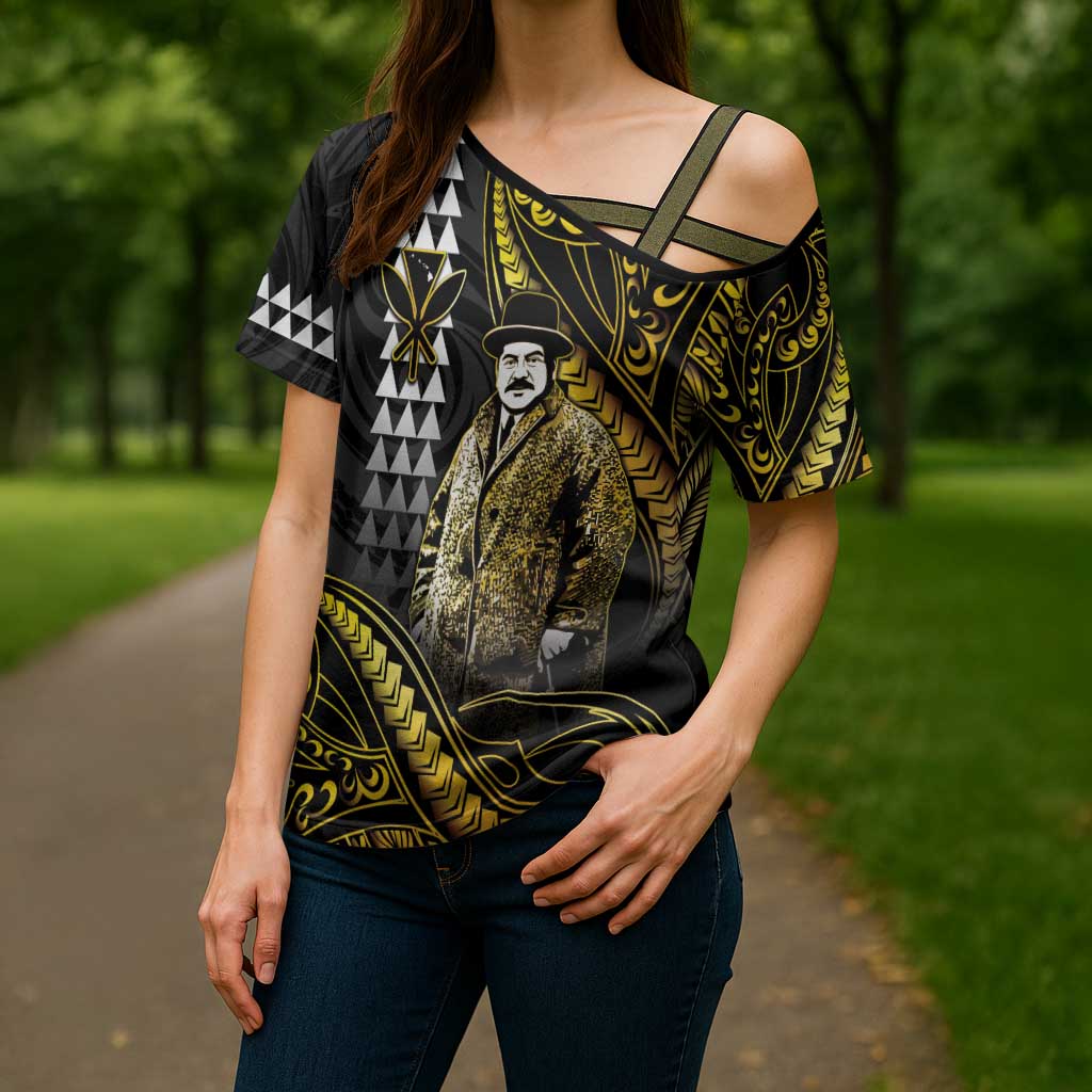 Hawaii Kuhio The Citizen Prince Cross Shoulder Shirt Gold Polynesian Tribal Tattoo LT05 - Polynesian Pride