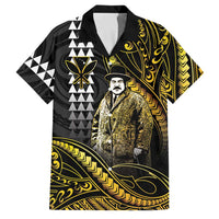 Hawaii Kuhio The Citizen Prince Family Matching Long Sleeve Bodycon Dress and Hawaiian Shirt Gold Polynesian Tribal Tattoo