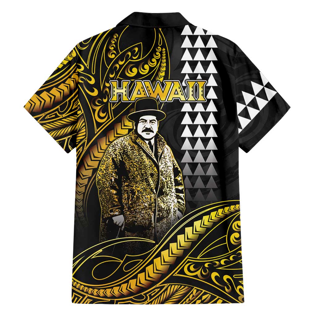 Hawaii Kuhio The Citizen Prince Family Matching Long Sleeve Bodycon Dress and Hawaiian Shirt Gold Polynesian Tribal Tattoo