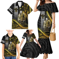 Hawaii Kuhio The Citizen Prince Family Matching Mermaid Dress and Hawaiian Shirt Gold Polynesian Tribal Tattoo