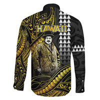 Hawaii Kuhio The Citizen Prince Family Matching Off Shoulder Maxi Dress and Hawaiian Shirt Gold Polynesian Tribal Tattoo