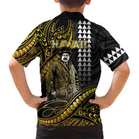 Hawaii Kuhio The Citizen Prince Family Matching Summer Maxi Dress and Hawaiian Shirt Gold Polynesian Tribal Tattoo