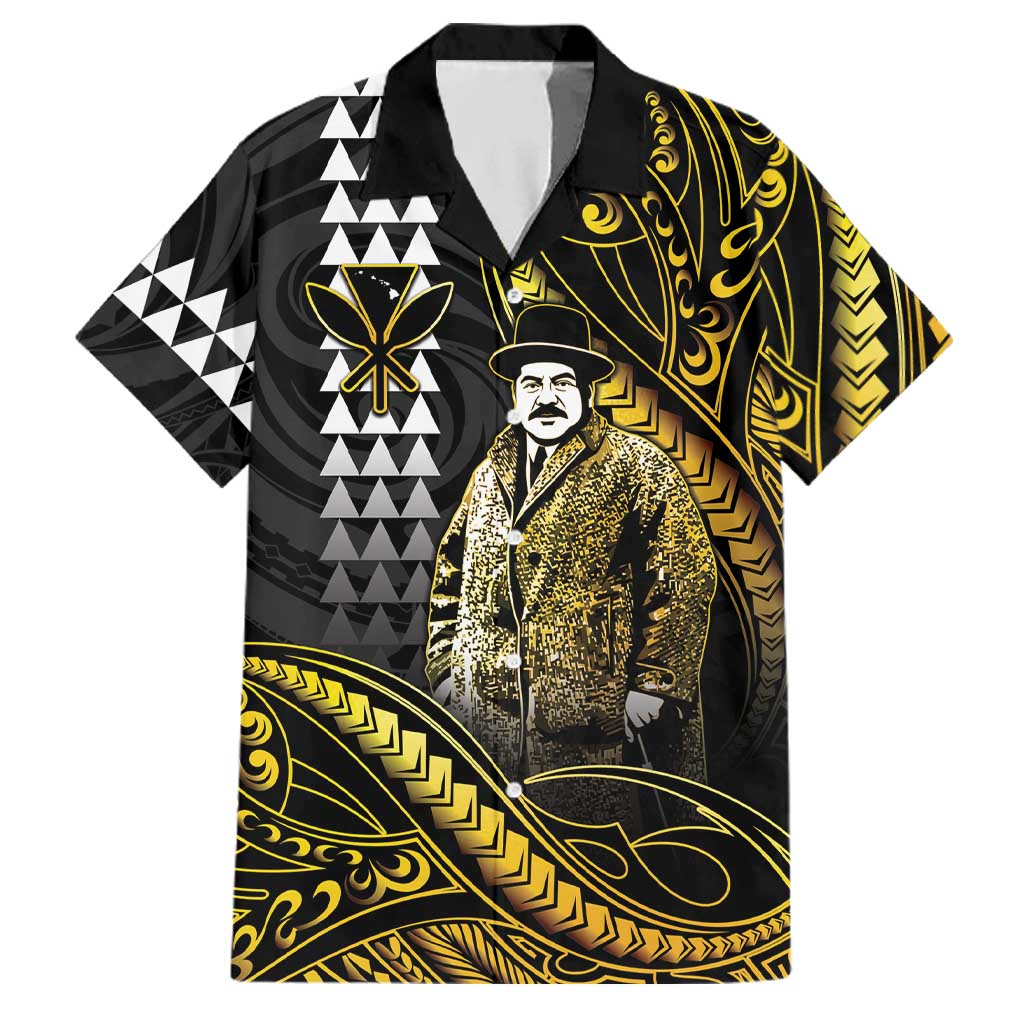Hawaii Kuhio The Citizen Prince Family Matching Summer Maxi Dress and Hawaiian Shirt Gold Polynesian Tribal Tattoo