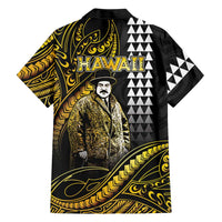 Hawaii Kuhio The Citizen Prince Family Matching Summer Maxi Dress and Hawaiian Shirt Gold Polynesian Tribal Tattoo
