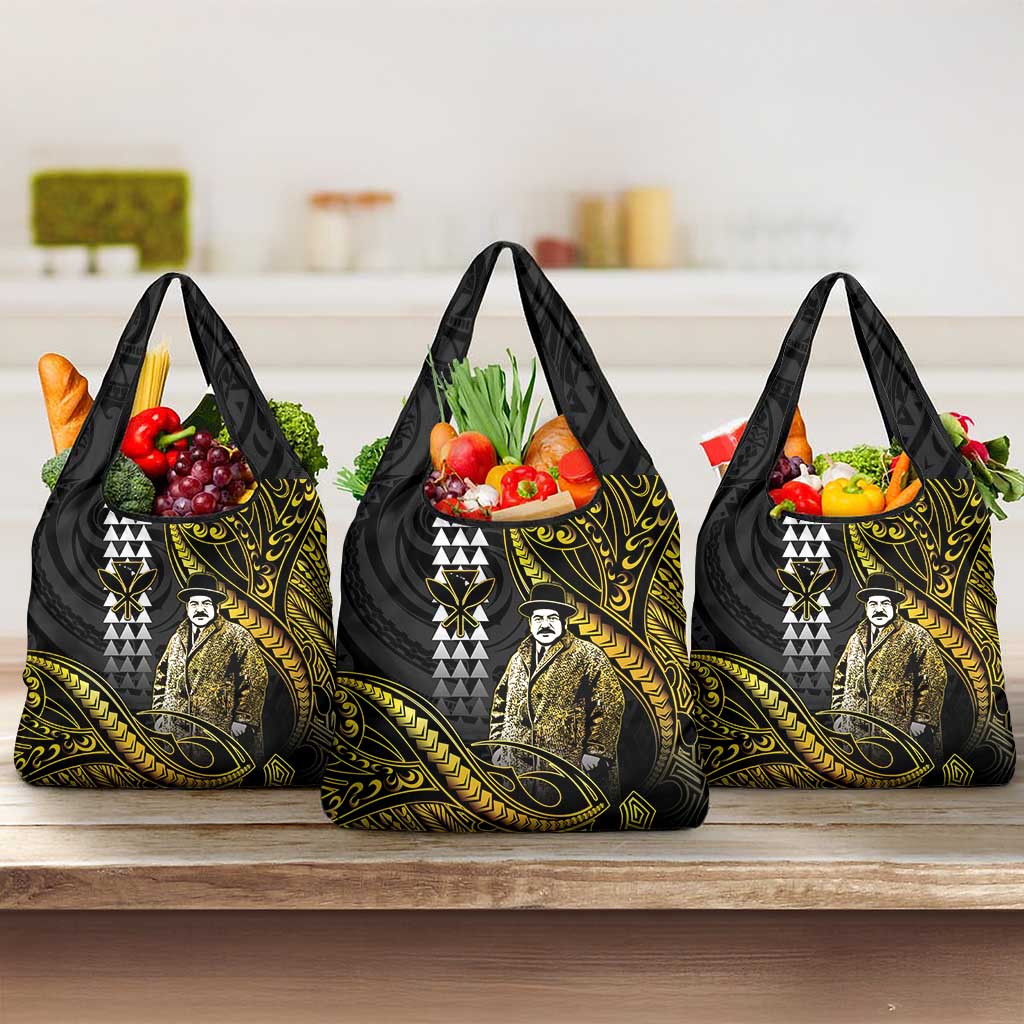 Hawaii Kuhio The Citizen Prince Grocery Bag Gold Polynesian Tribal Tattoo LT05 3-pack One Size Gold - Polynesian Pride