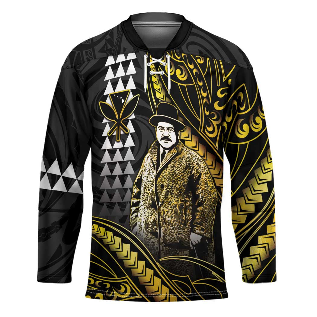 Hawaii Kuhio The Citizen Prince Hockey Jersey Gold Polynesian Tribal Tattoo LT05 Unisex Gold - Polynesian Pride