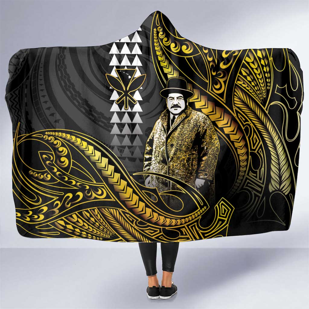 Hawaii Kuhio The Citizen Prince Hooded Blanket Gold Polynesian Tribal Tattoo LT05 One Size Gold - Polynesian Pride