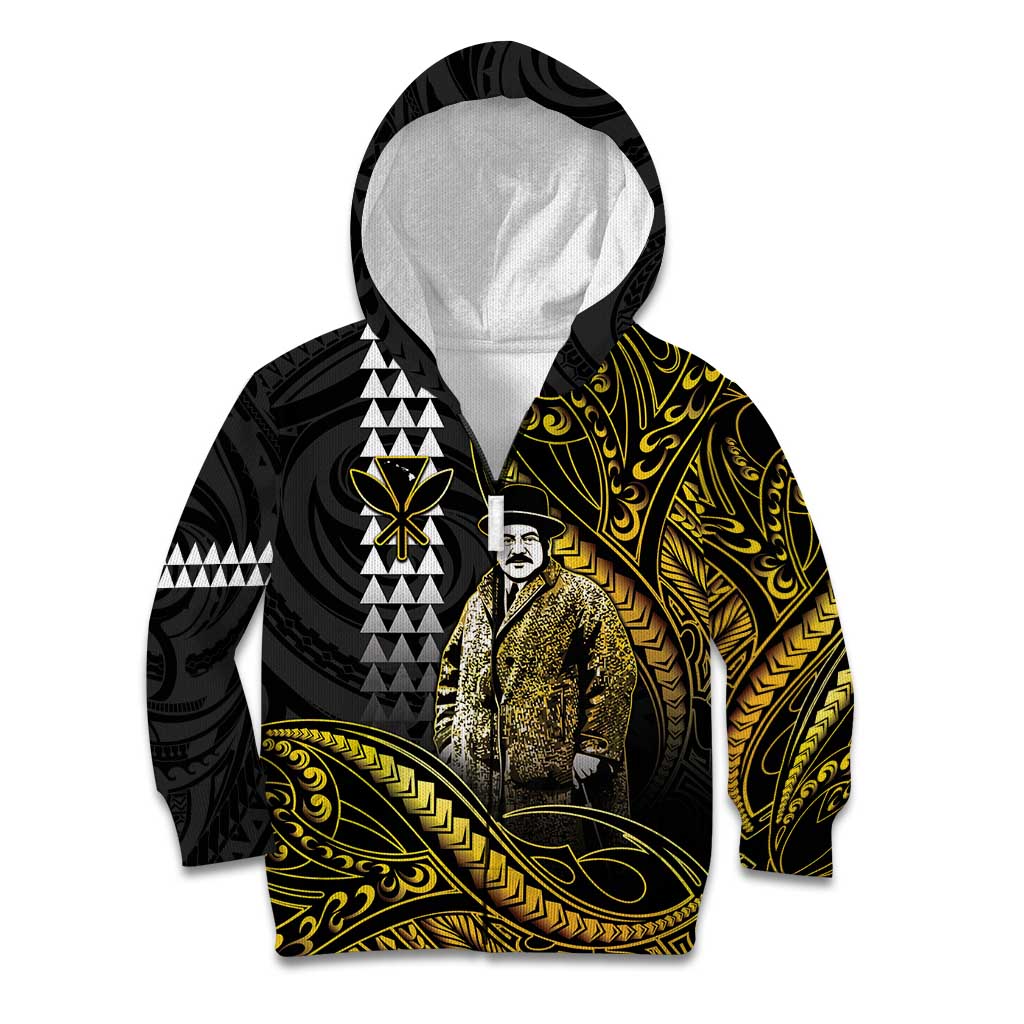 Hawaii Kuhio The Citizen Prince Kid Hoodie Gold Polynesian Tribal Tattoo LT05 Zip Hoodie Gold - Polynesian Pride