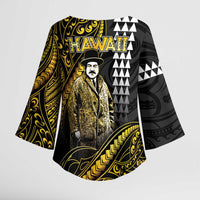 Hawaii Kuhio The Citizen Prince Kimono Sleeve Blouse Gold Polynesian Tribal Tattoo LT05 - Polynesian Pride