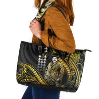 Hawaii Kuhio The Citizen Prince Leather Tote Bag Gold Polynesian Tribal Tattoo LT05 Gold - Polynesian Pride