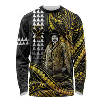Hawaii Kuhio The Citizen Prince Long Sleeve Shirt Gold Polynesian Tribal Tattoo