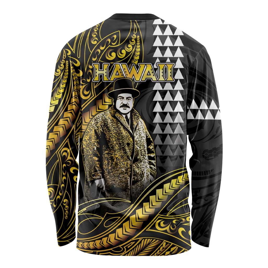 Hawaii Kuhio The Citizen Prince Long Sleeve Shirt Gold Polynesian Tribal Tattoo