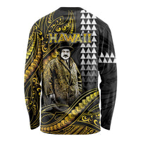 Hawaii Kuhio The Citizen Prince Long Sleeve Shirt Gold Polynesian Tribal Tattoo