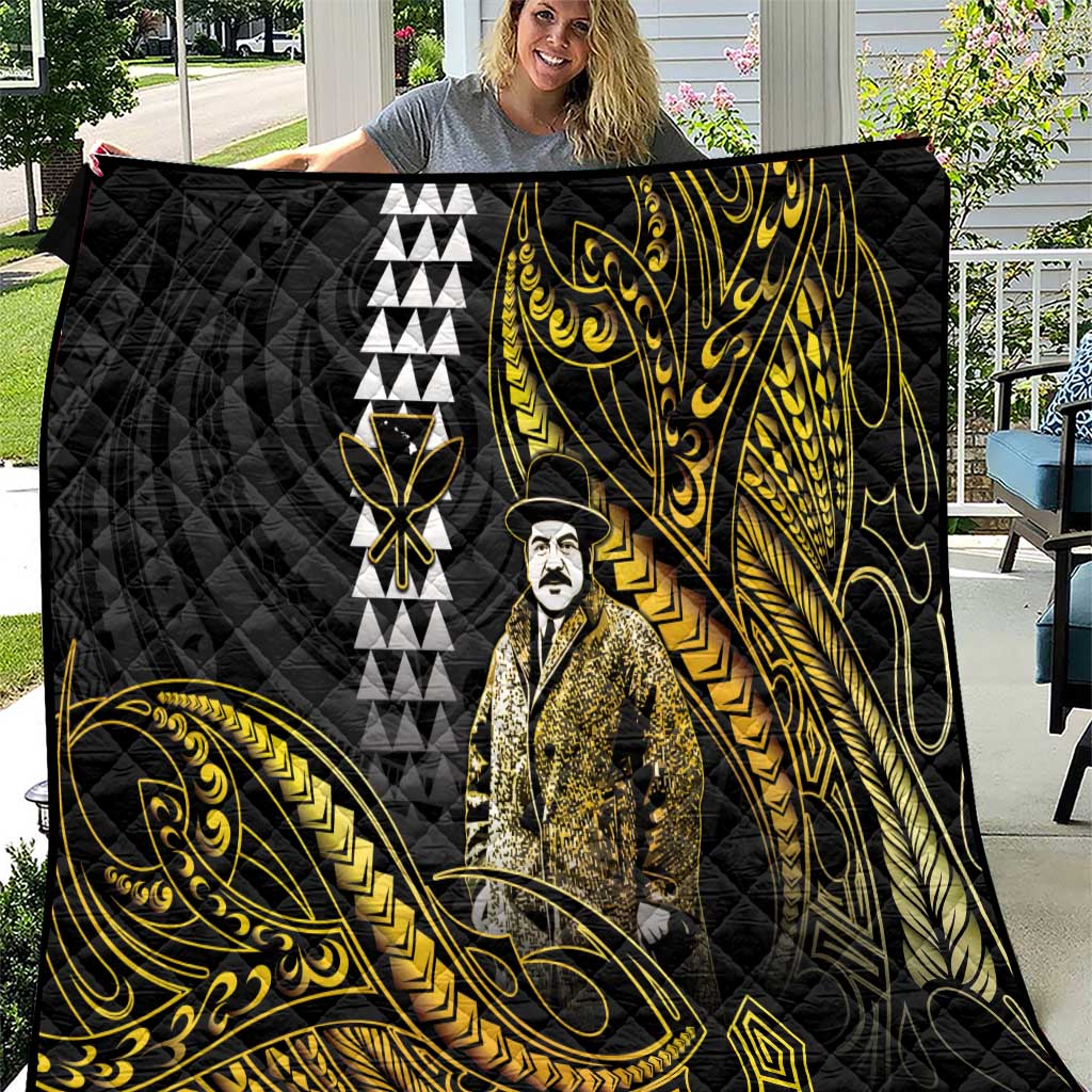 Hawaii Kuhio The Citizen Prince Quilt Gold Polynesian Tribal Tattoo LT05 Gold - Polynesian Pride