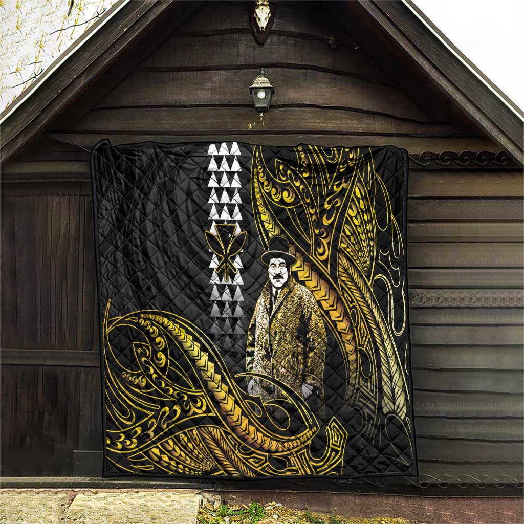 Hawaii Kuhio The Citizen Prince Quilt Gold Polynesian Tribal Tattoo LT05 - Polynesian Pride